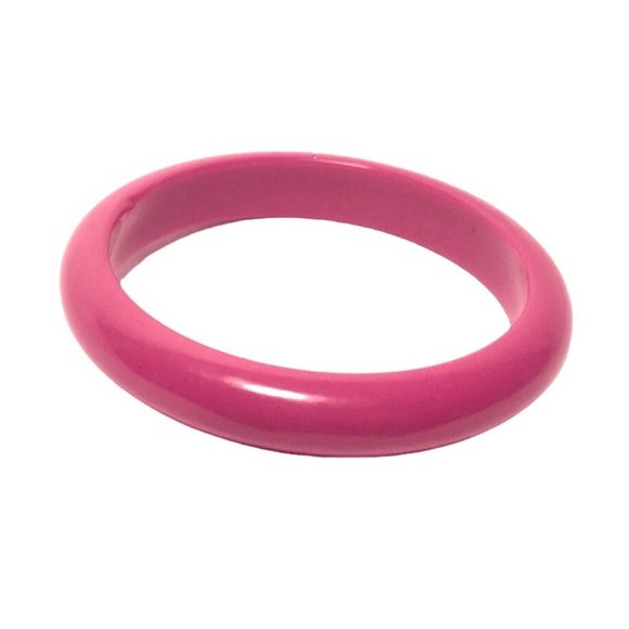 Vintage 1980s to Y2K Domed Hot Pink Color Pop Lucite Bangle Bracelet - Picture 5 of 6